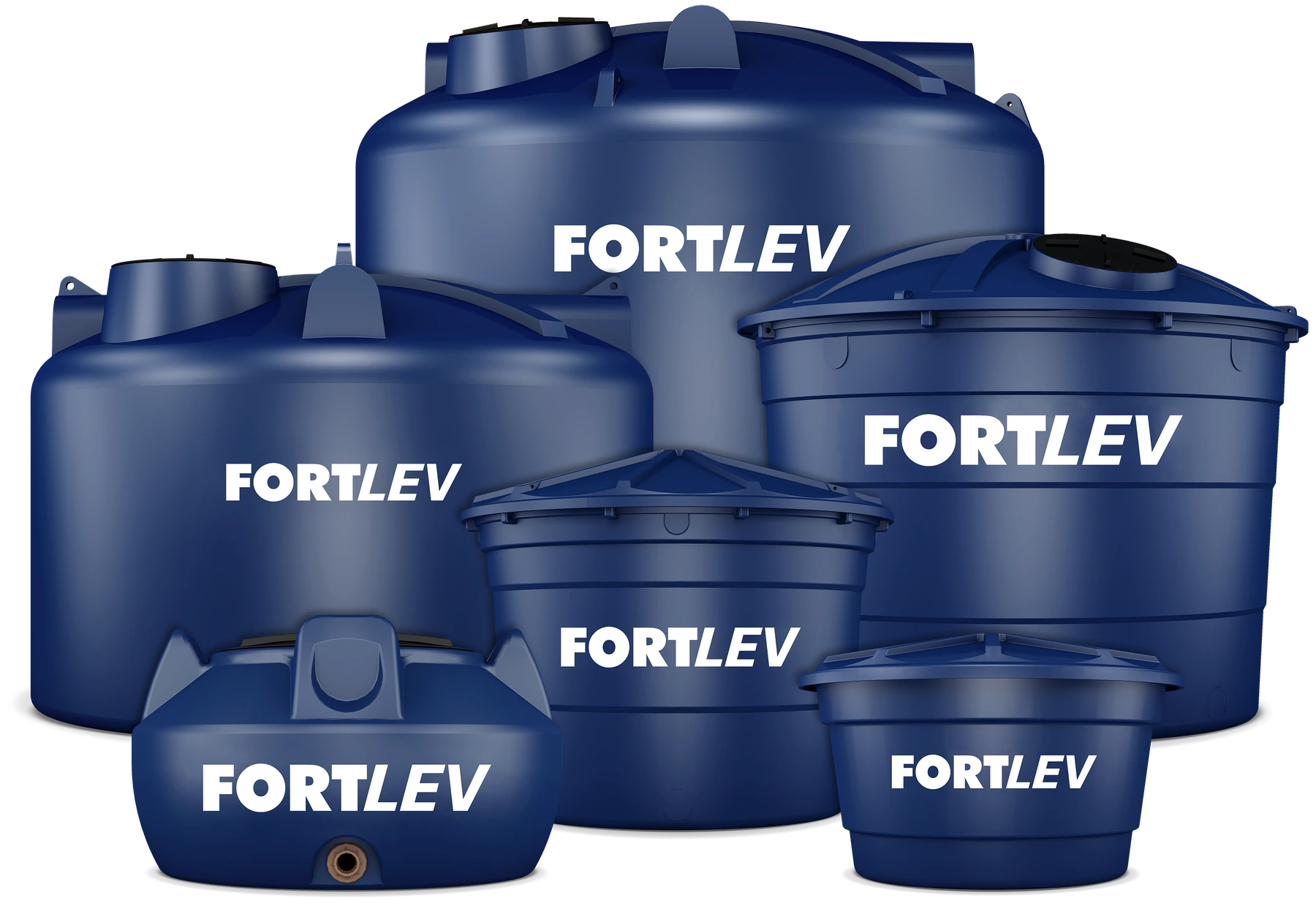 Composição de caixas d’água e tanques Fortlev em diferentes capacidades